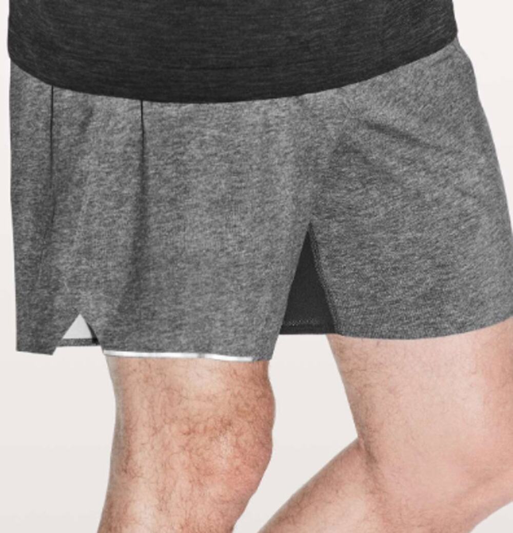 Lululemon Surge Short 6" Men's S Heathered Grey Deep Coal Lined Running EUC